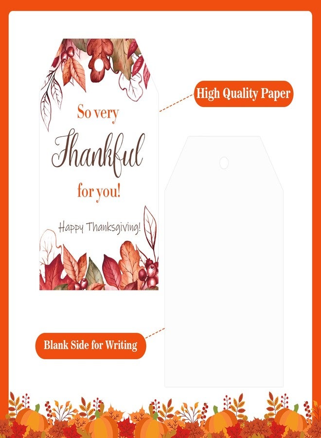 joycraft 50Pcs Happy Thankgiving Tags with String, 3.3x2.1 inch Maple Fall Paper Gift Wrap Tags, Reddish Brown Happy Thanksgiving Holiday Hangtags for Red Wine, Maple Syrup, Bouquet and Desserts - Image 4